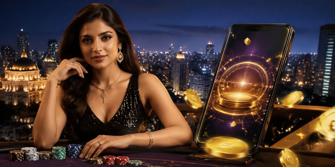 Indian cityscape with young person playing card game